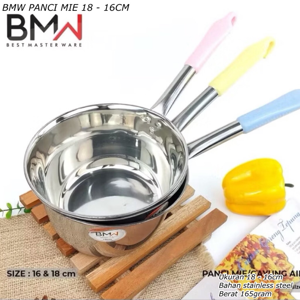 BMW PANCI MIE 18 - 16CM || PANCI SUSU GAGANG || PANCI STEINLISH STEEL || MILK POT STAINLESS || PANCI