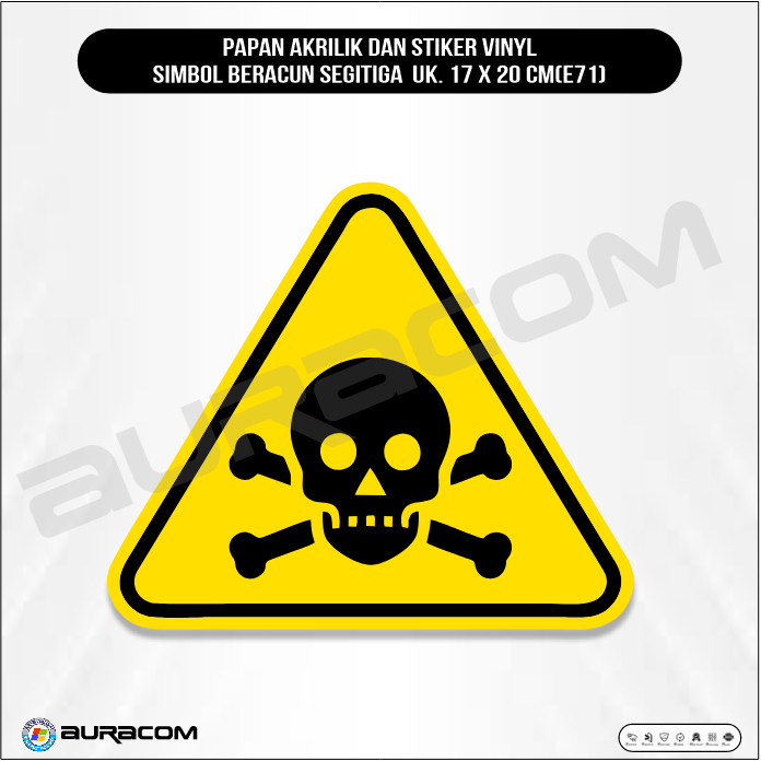 

PAPAN AKRILIK DAN STIKER VINYL SIMBOL BERACUN SEGITIGA UK. 17 X 20 CM(E71)