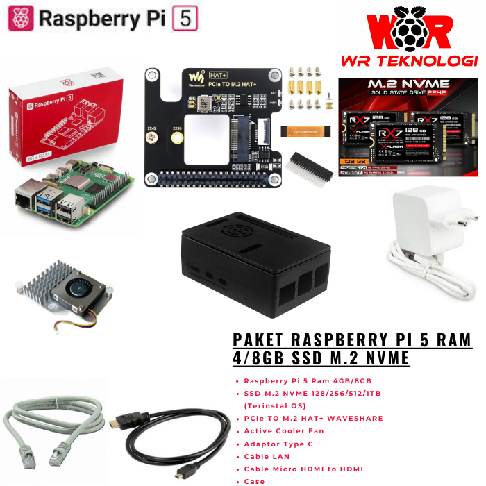 Raspberry Pi 5 NVME SSD Paket Siap Pakai