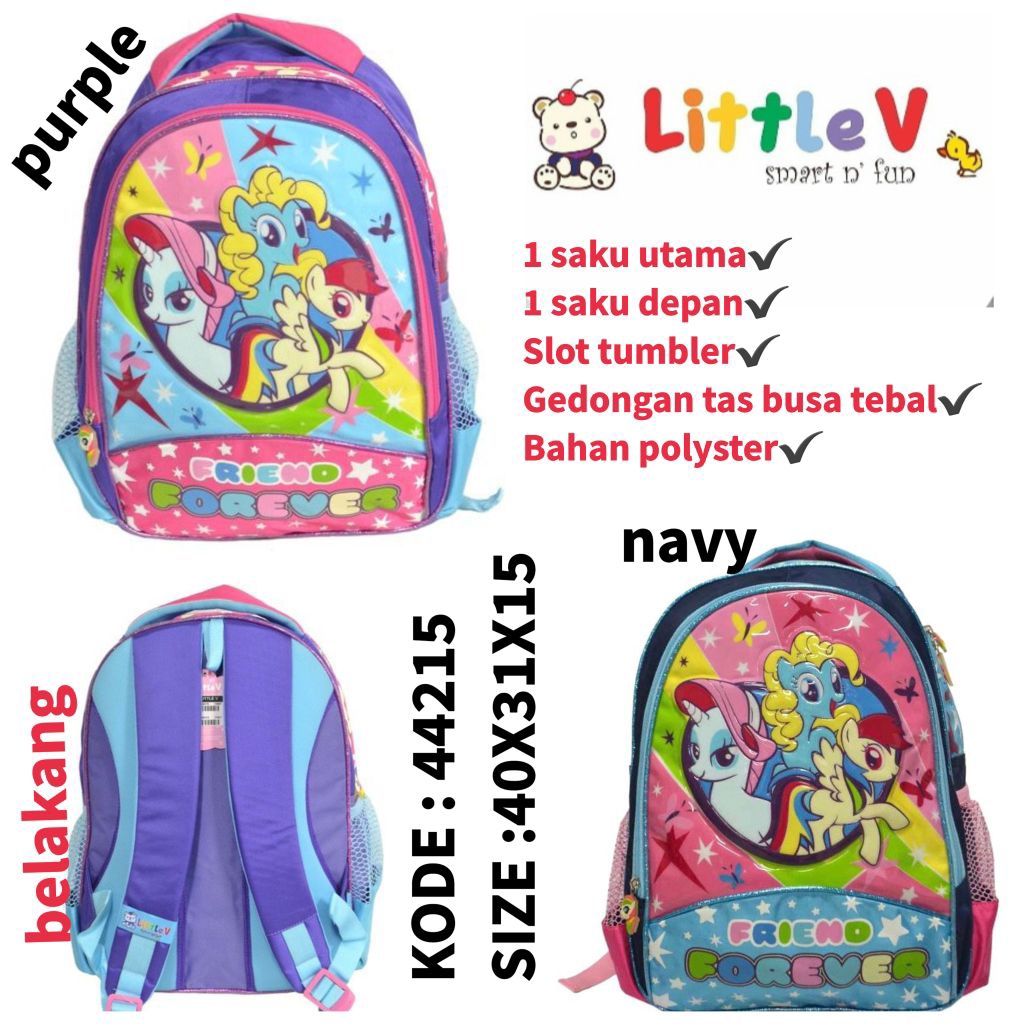 Tas Ransel Backpack Anak Perempuan Little V 44215 / Tas Kuda Poni / Little Pony