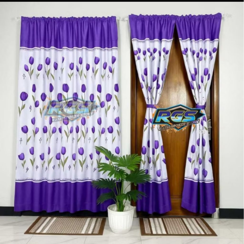 GORDEN SERUT UKURAN 100X200 MOTIF BUNGA DAN KARAKTER, GORDEN PINTU JENDELA