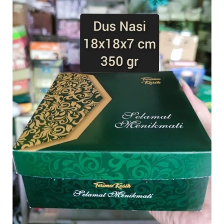 

Dus Nasi Kue Snack Makanan - 16x16x7 cm - Batik Hijau Emas