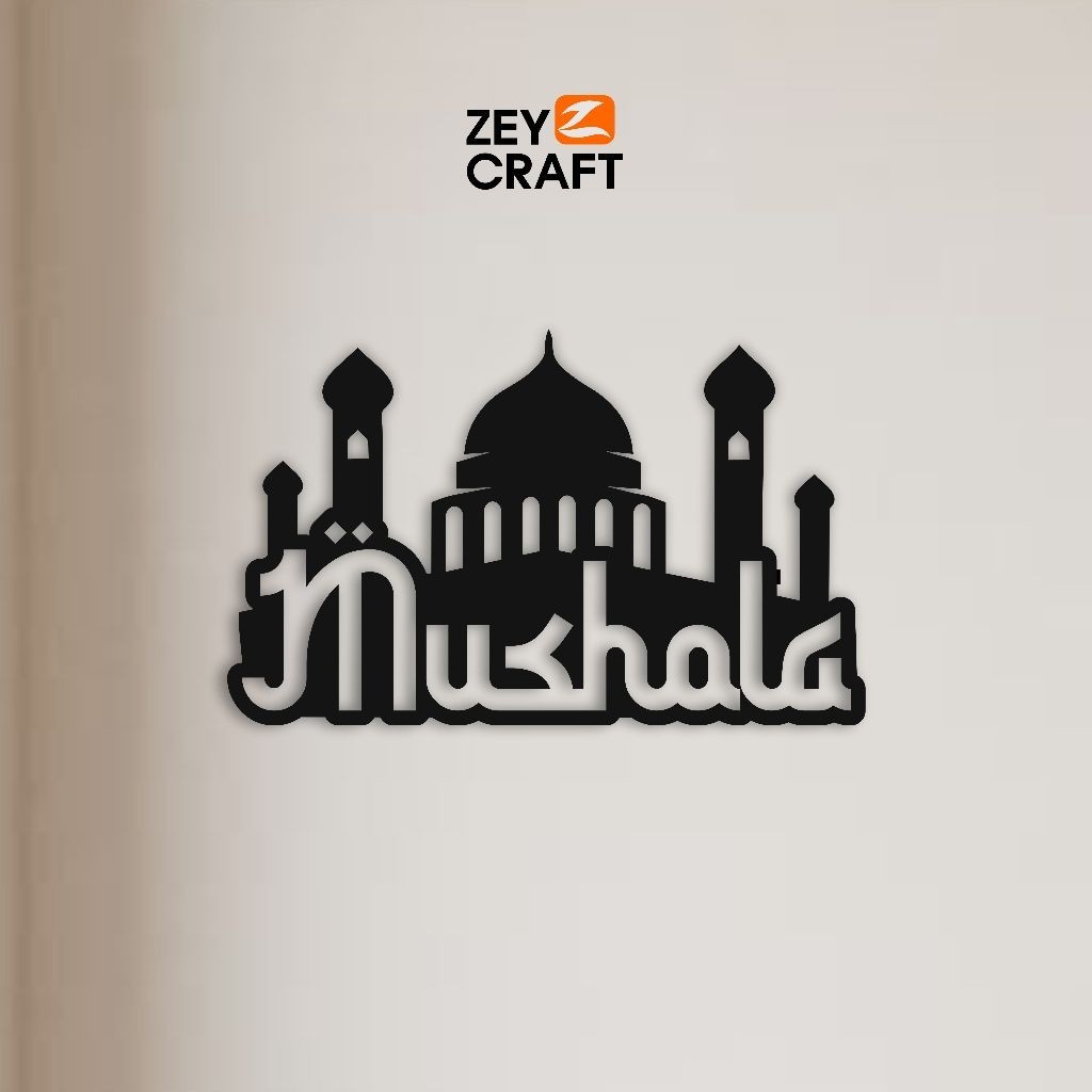 Hiasan Dinding Sign "Musholla" Kayu Plwyood + Cutting Laser