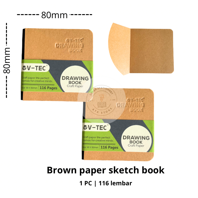 

[1 PC] Buku Gambar Sketsa Craft Mini / Sketch Book Coklat Uk 80mmx80mm Isi 116 Halaman Vtec