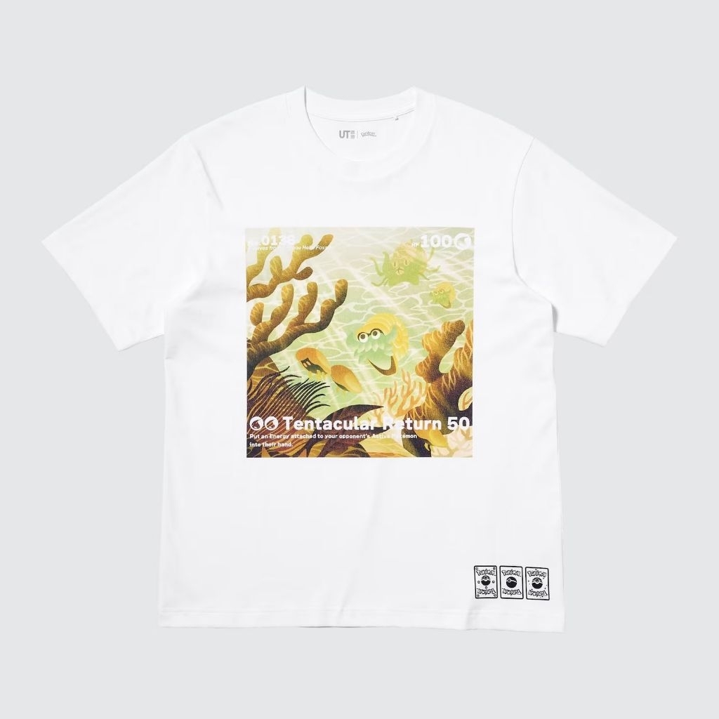 Tshirt Uniqlo x Pokemon Cards (No.0138) | UT Pokemon Kaos Lengan Pendek - White