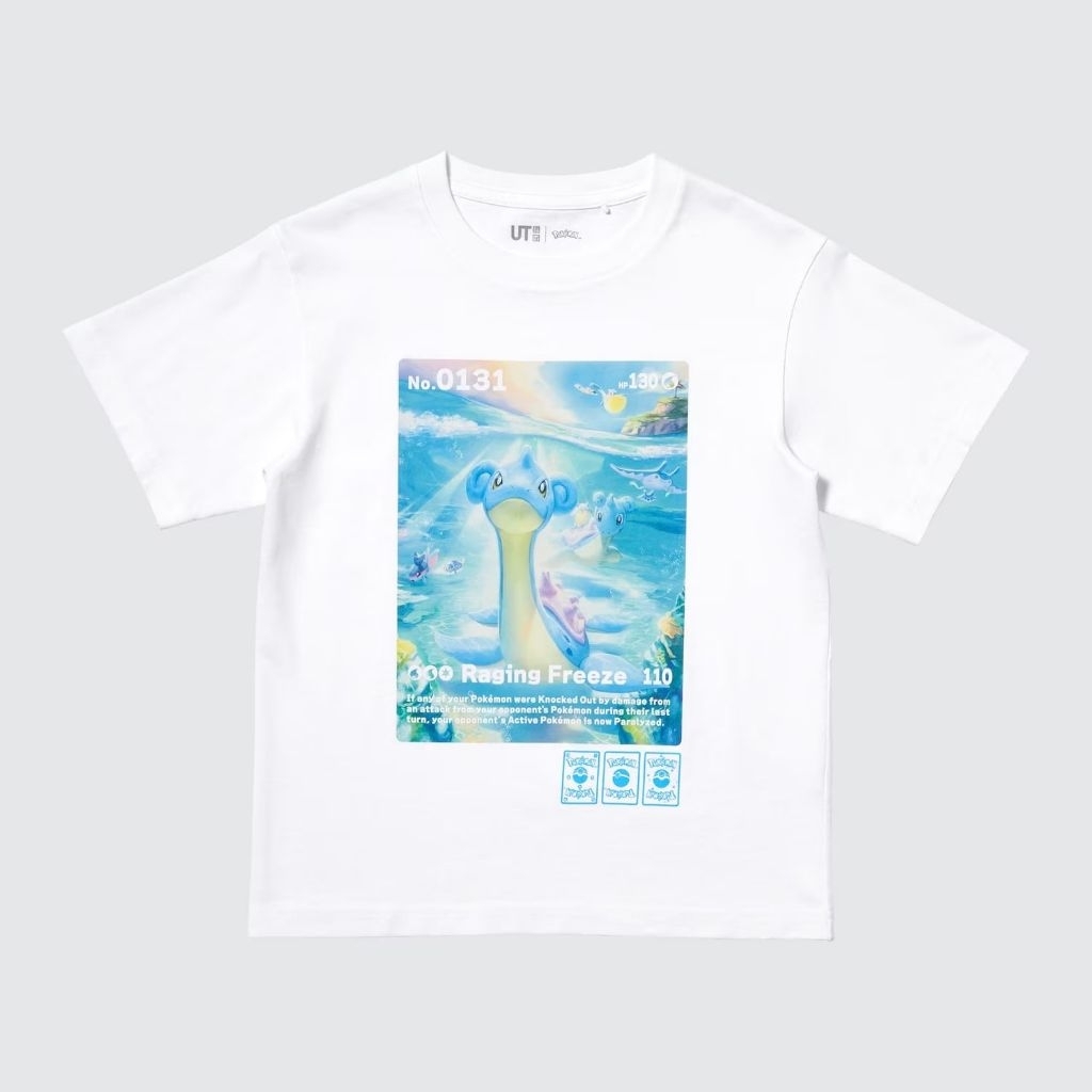 Tshirt Uniqlo x Pokemon Cards (No.0131) | UT Pokemon Kaos Lengan Pendek - White