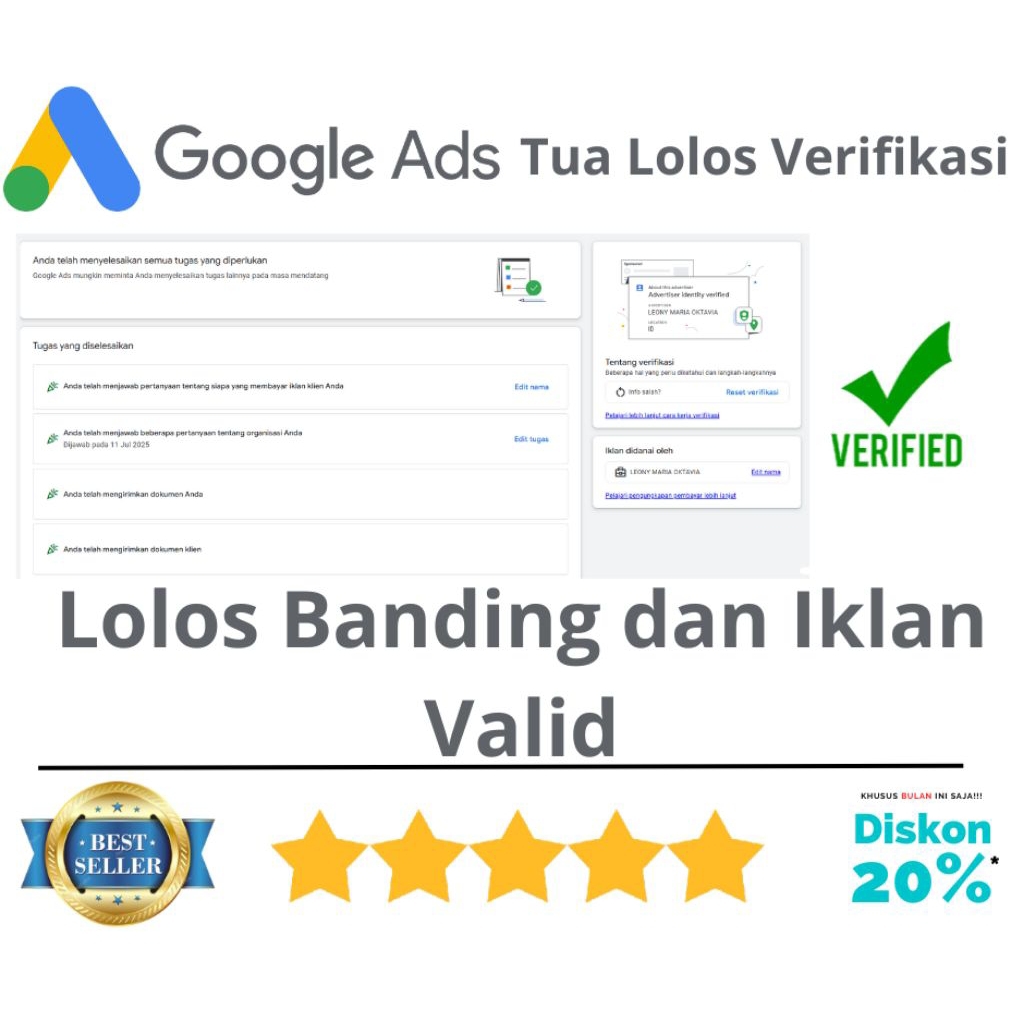 Akun Google Ads Tua Verified Lolos Banding & Iklan Valid