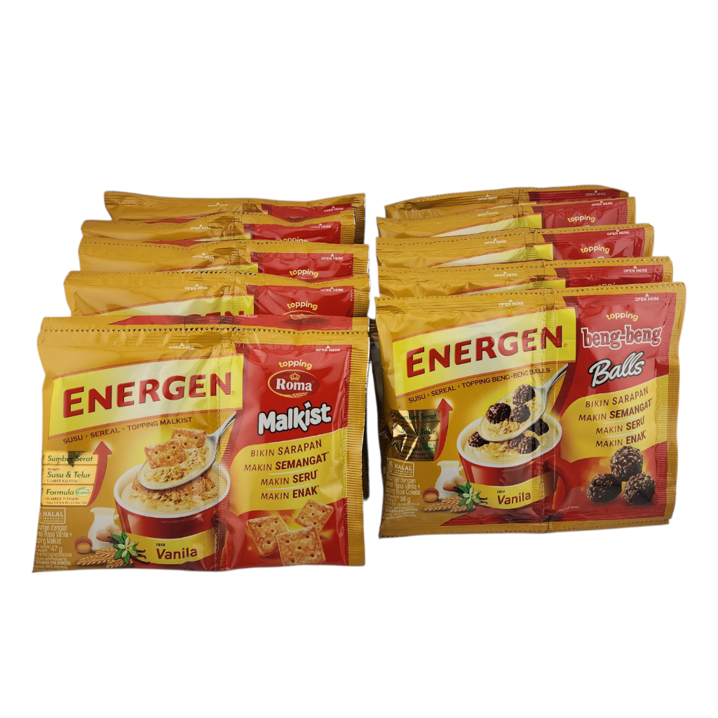 

Energen Sereal Susu Dengan Topping - Netto 47 gr x 10 bks