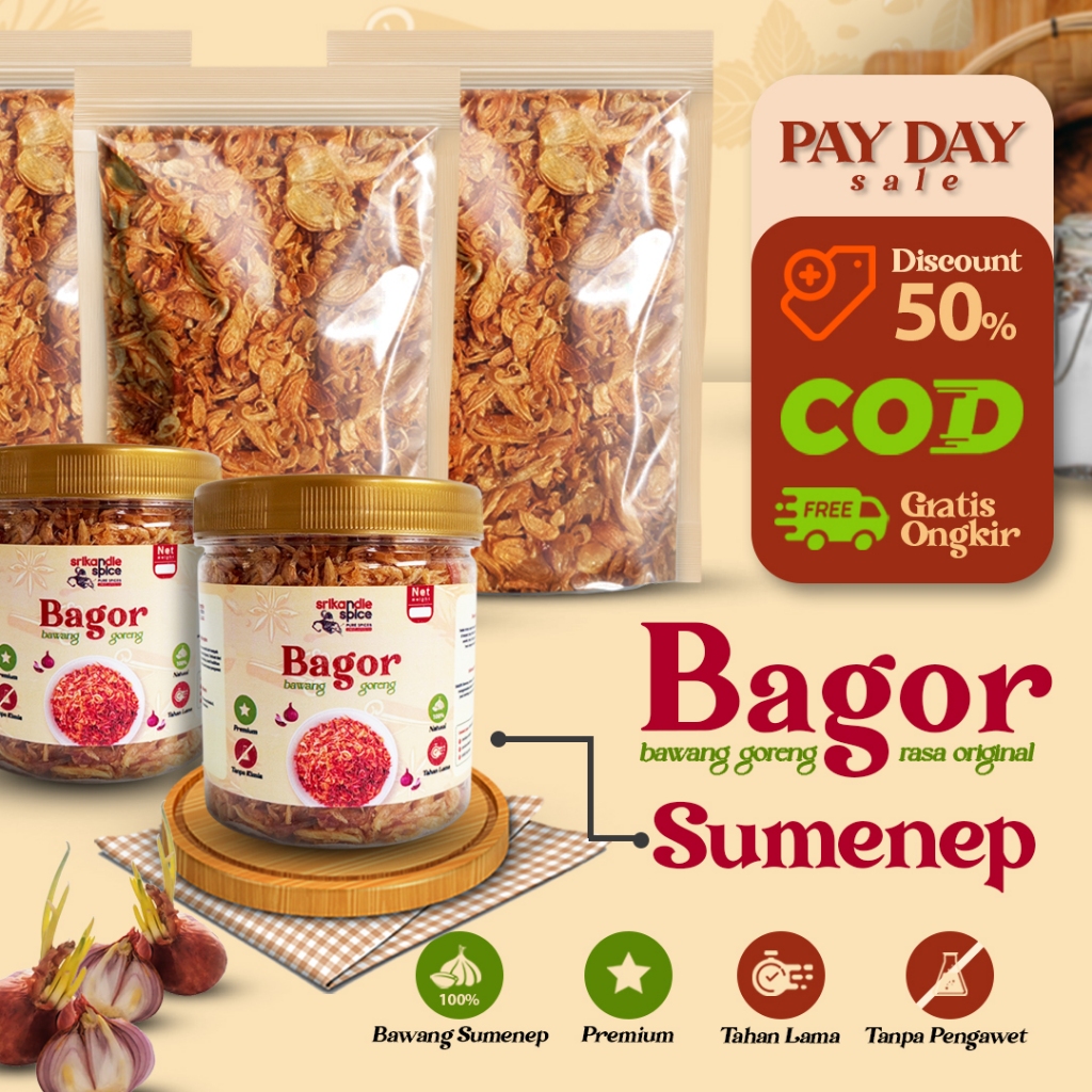 

Bawang Goreng Premium Asli 1 kg Tanpa Tepung Sumenep Premium Renyah Krispi Tanpa Pengawet Tanpa Minyak Tahan Lama