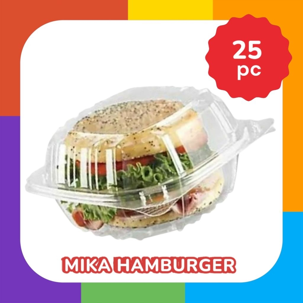 [25pc] MIKA HAMBURGER  MIKA BURGER | Mika Kemasan Makanan Kecil Mini Bening Tebal
