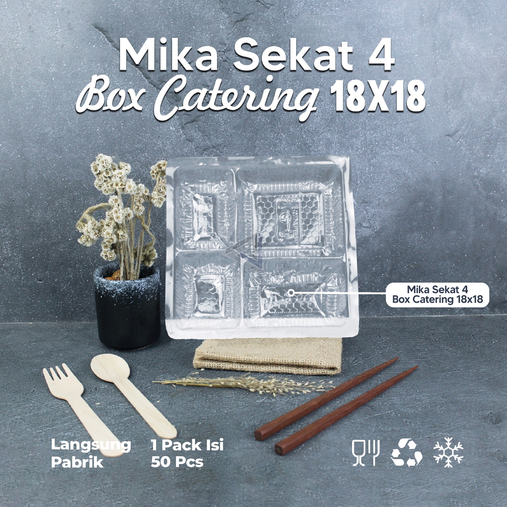 NASI KOTAK SEKAT / MIKA SEKAT 4 NASI BOX TRAY ISI 50 PCS