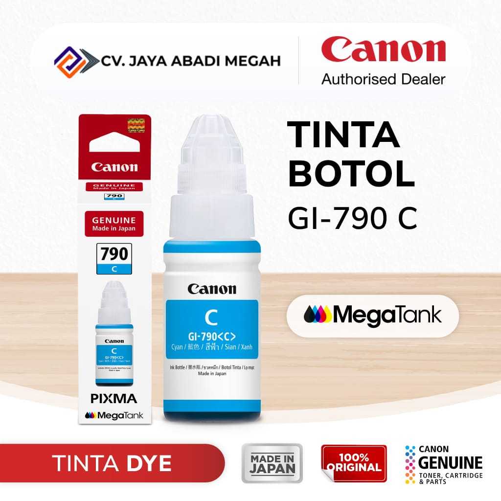 Canon GI 790 Cyan Tinta Original - Tinta Canon G1010 G2010 G3010 G4010 - Tinta Refill Infus