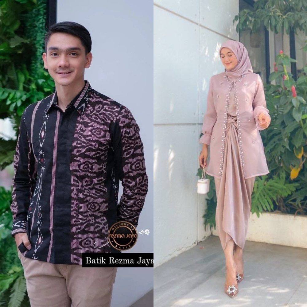 COUPLE BATIK LEBARAN DRESS | Couple Pasangan Gamis Muslim Wanita Pesta Kondangan Bridesmaid Wisuda B