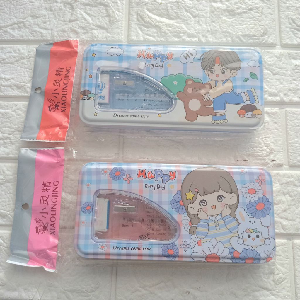 

INDAH JAYA STORE | TEMPAT KOTAK PENSIL BESI MOTIF CEWE/COWOK FREE SET ATK