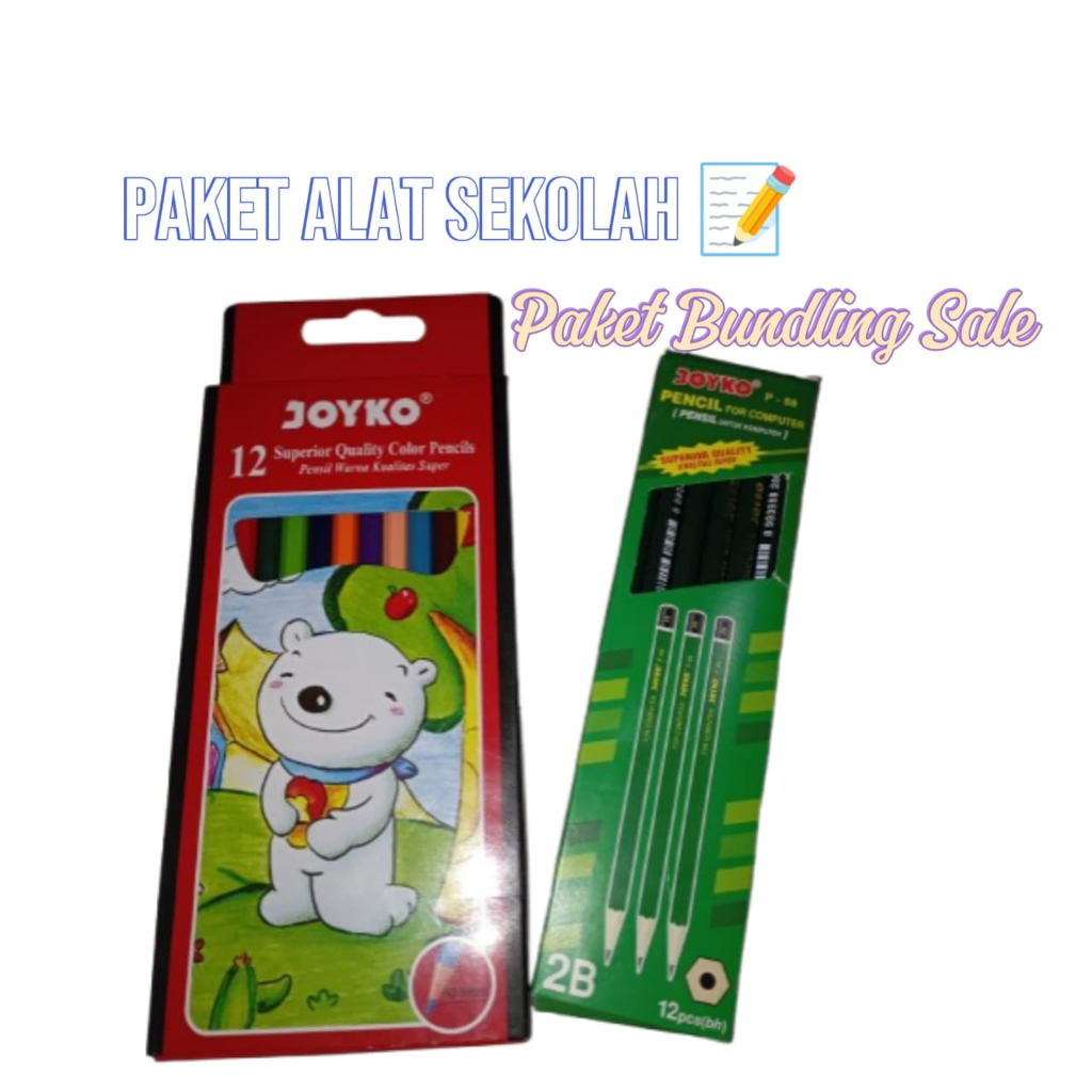 

Paket promo Bundling alat tulis / perlengkapan sekolah pensil warna joyko cp-1 + 2B joyko