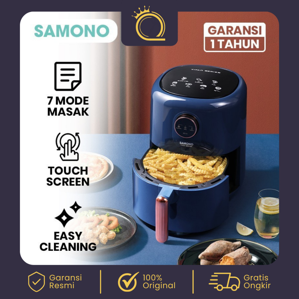 SAMONO Air Fryer 4 Liter SW-AFBE04 Biru Alat Penggorengan Tanpa Minyak