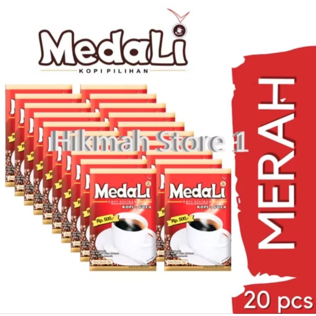 

kopi medali merah kopi + gula 1 pak isi 20 pcs