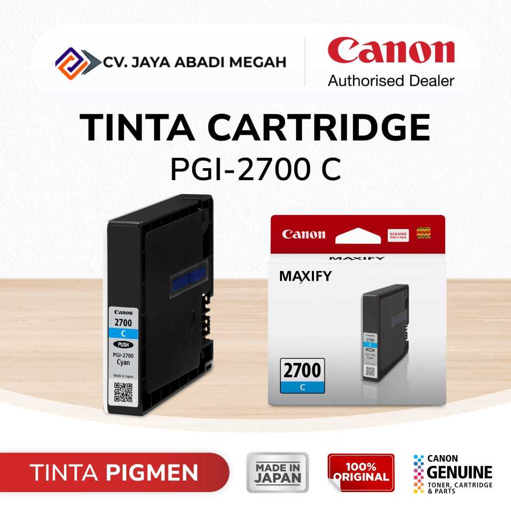 Canon PGI 2700 Magenta Tinta Original - Tinta Canon MAXIFY iB4170 MB5170 MB5470 - Tinta Cartridge Ka