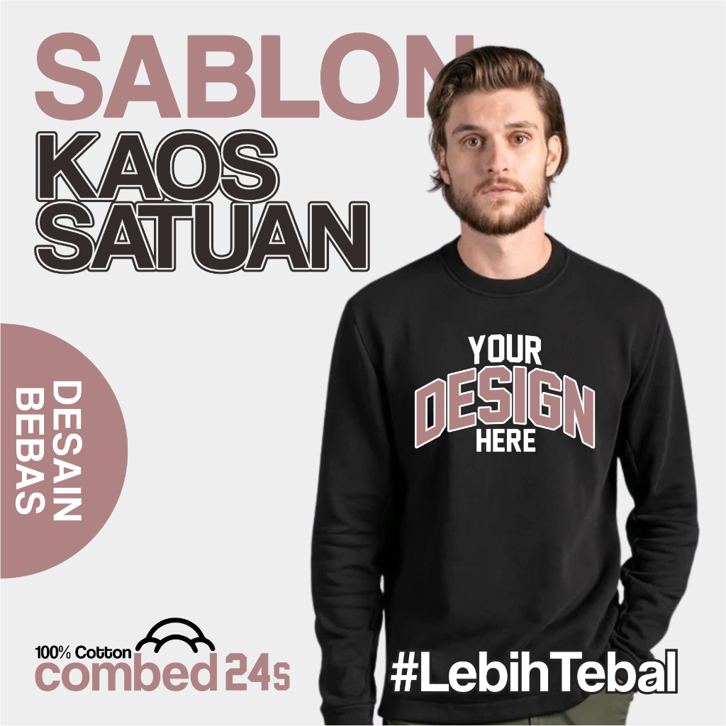 [Lebih Tebal] Sablon Kaos Custom Satuan Desain Suka-suka / Kaos Sablon Custom / Custom Kaos Sablon /
