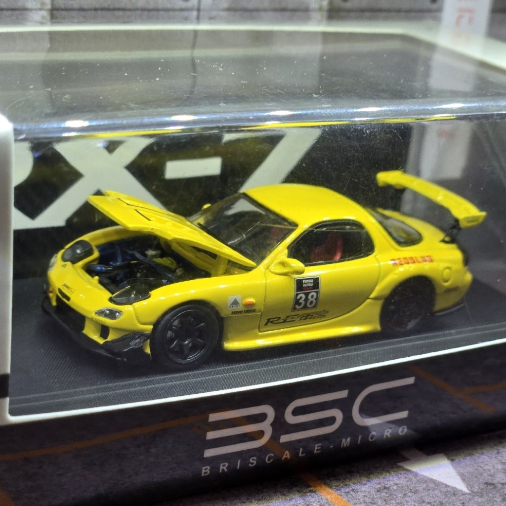 BSC 1/64 Mazda RX7 Yellow Open Hood