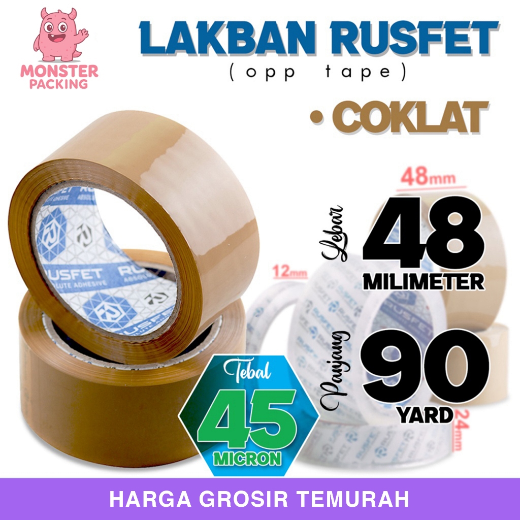 

Lakban COKLAT 48mm x 90yard RUSFET Isolasi Selotip Plakban PREMIUM / Satuan