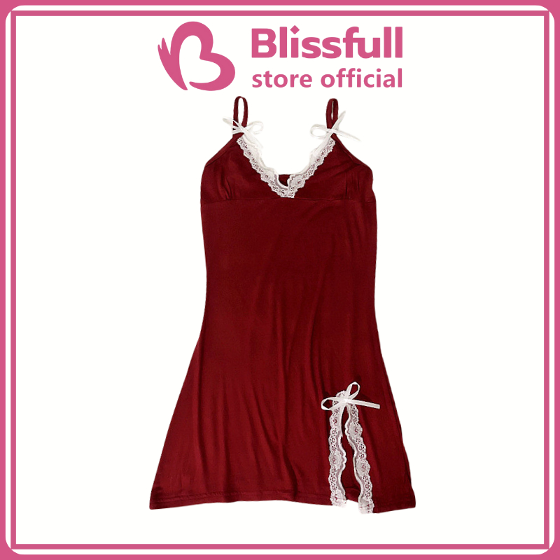 Blissfull -  Baju Tidur Renda Bahan Satin Daster Elegan Seksi Lingerie Sexy