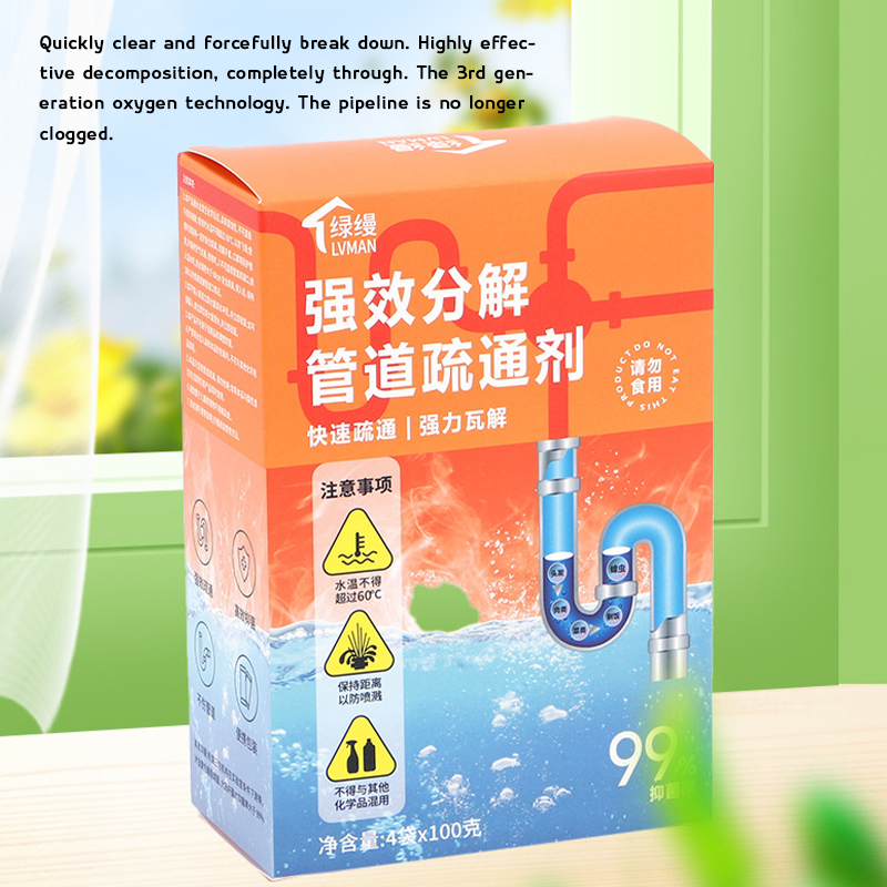 100Gx4 Kantong Pembersih Saluran Air Mampet Decontamination Pembersih WC Sumbat Mild Formula -SS