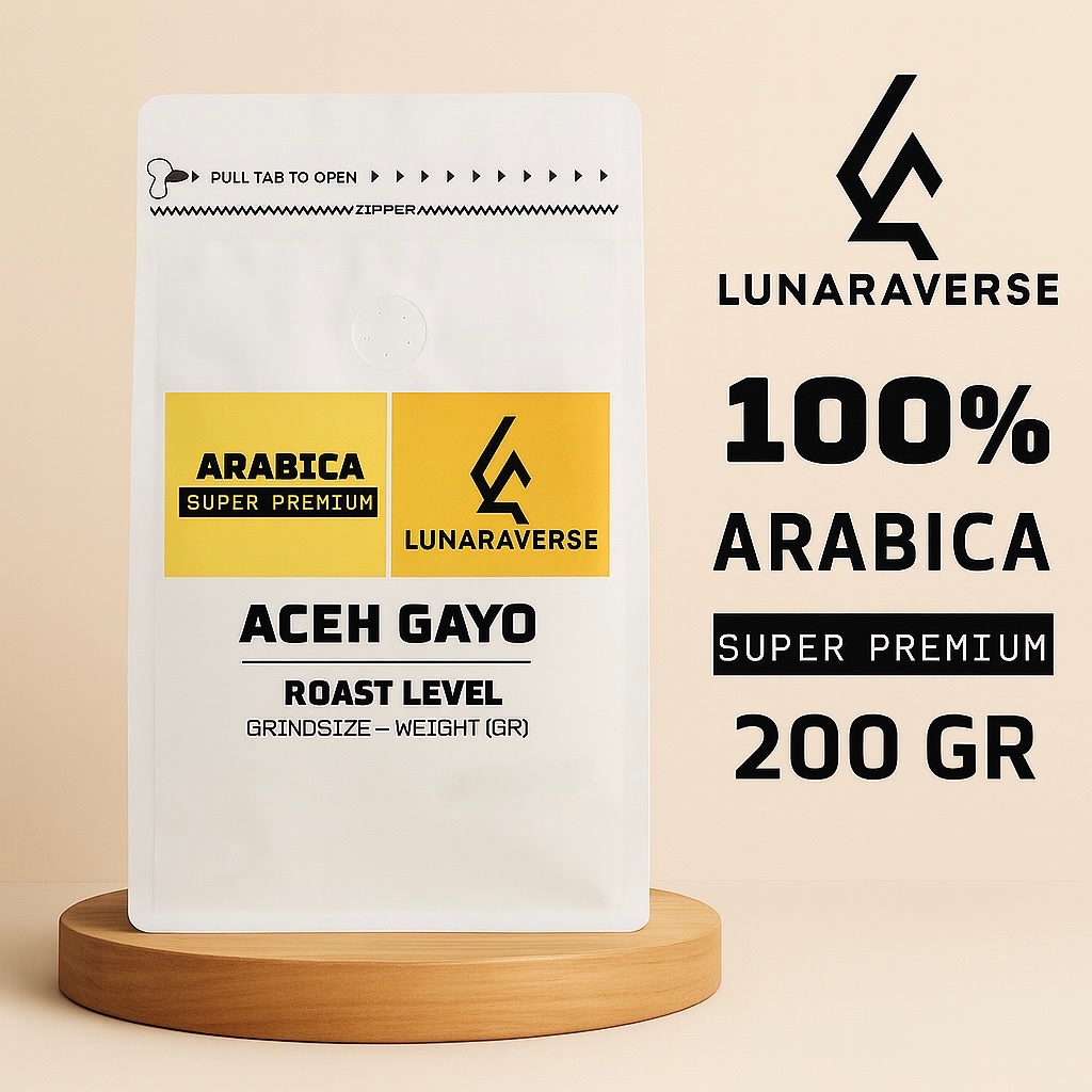 

Lunaraverse Biji Kopi / Bubuk Arabika 200gr - Super Premium Arabica Aceh Gayo Coffee 200 gr