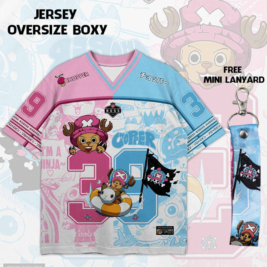 (Gratis Lanyard, Stiker) BIGBOSS Baju Jersey Anime One Piece Unisex Oversize Boxy 022 Chopper Cute