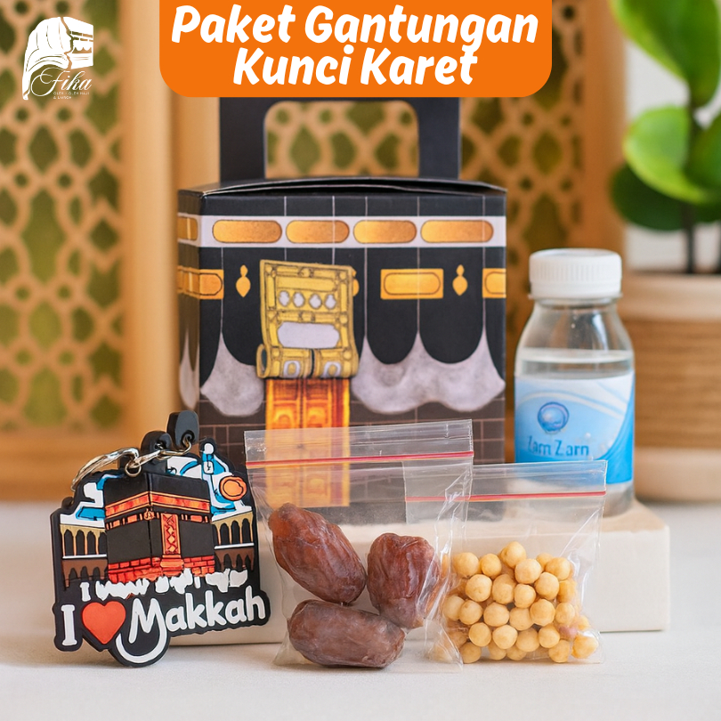 

Paket Hemat Oleh Oleh Haji Umroh Gift Hampers Kurma Kismis Gantungan Kunci Karet