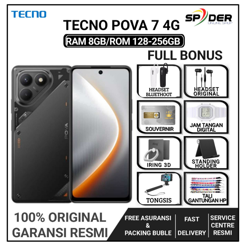 TECNO POVA 7 4G & POVA 7 5G NFC RAM 8/256GB | RAM 8/128GB (6000 mAh, Mediatek Helio G100 Ultimate, 1