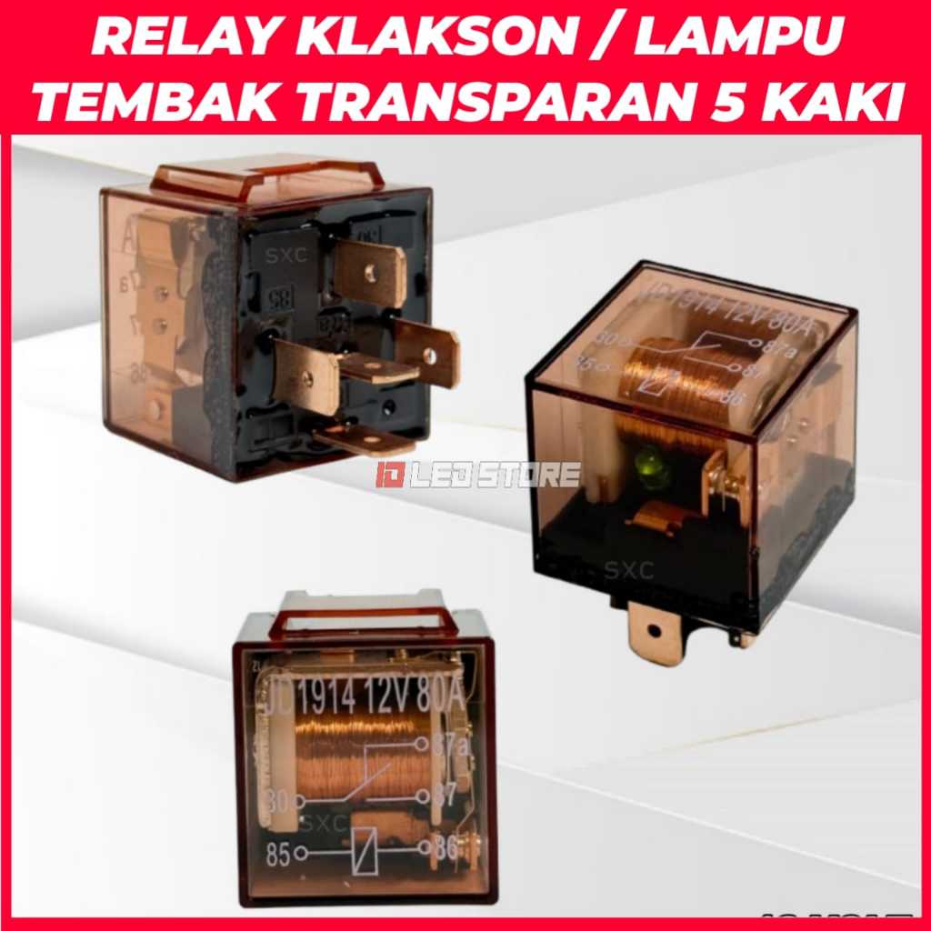 Relay Transparan 5 Kaki 80a 12 Volt dan 24 Volt Original Relay Klakson Relay Lampu Tembak