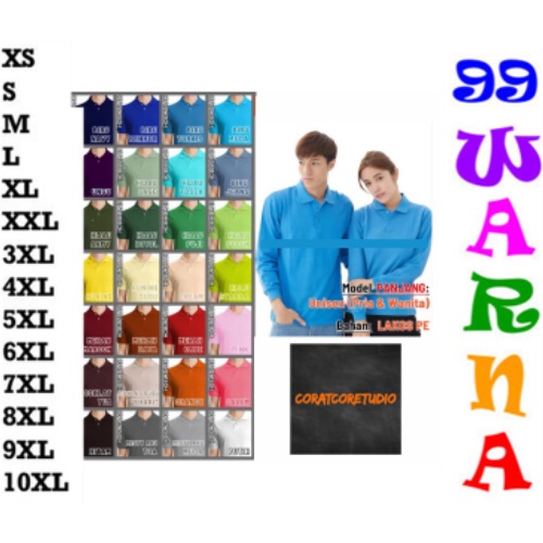 29 WARNA WARNI TC87 COLLECTION THE CLOVER 87 CORATCORETUDIO CAPTAIN Kaos Polo PANJANG - Pria Wanita 