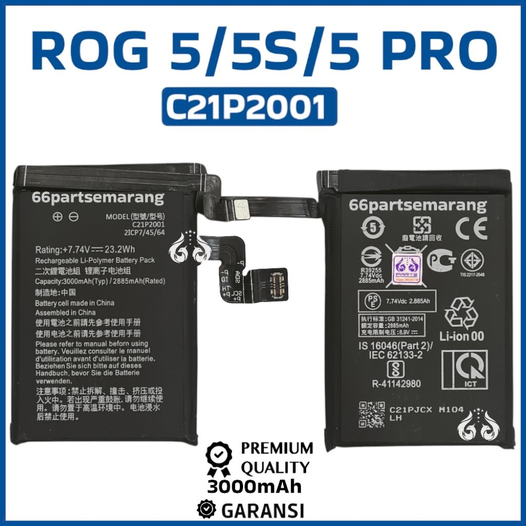 Baterai Batre Battery Asus Rog 5 / 5S / 5 Pro C21P2001 New