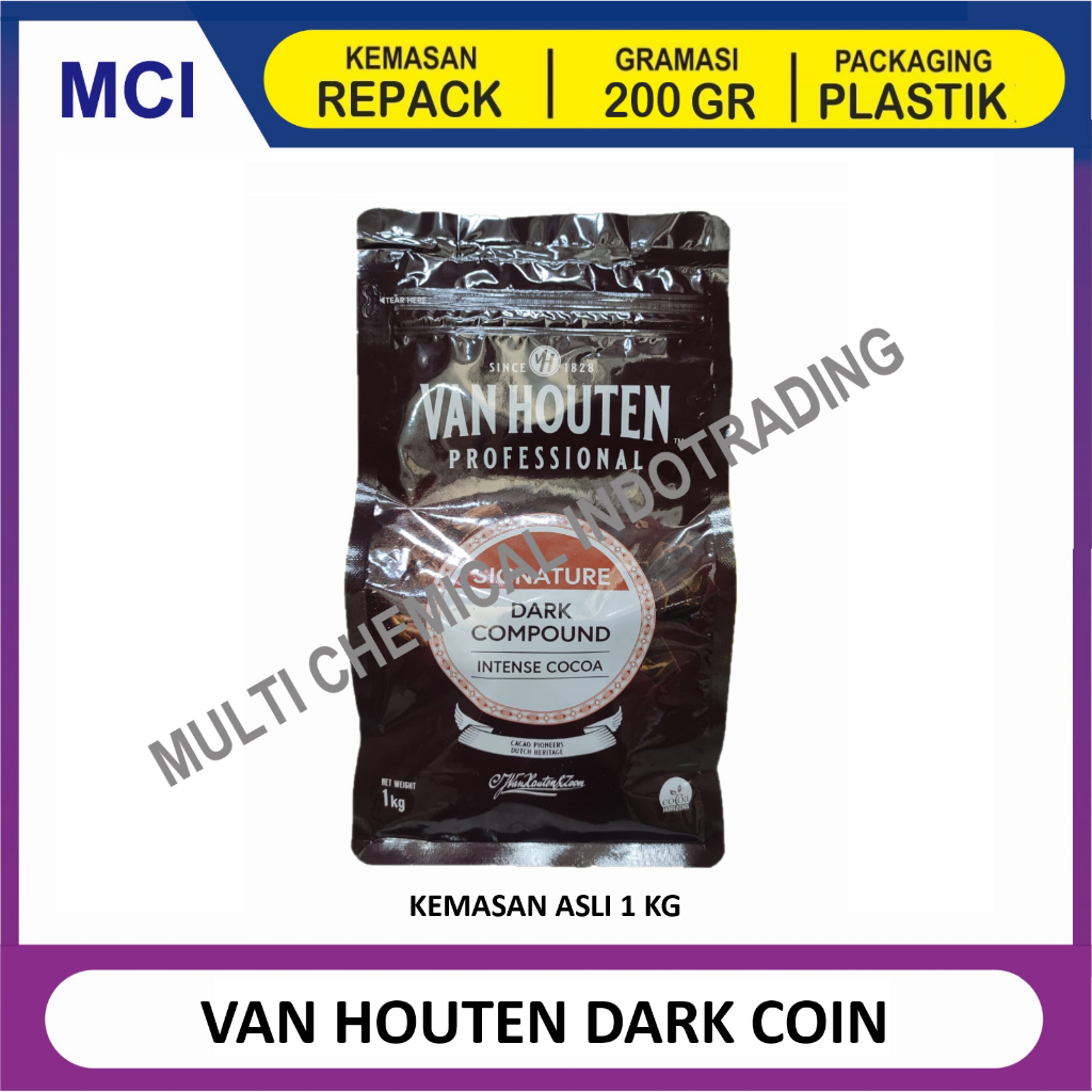 

VAN HOUTEN DARK COIN CHOCOLATE INTENSE BUTTON / COKELAT COKLAT KOIN - REPACK 200 GR