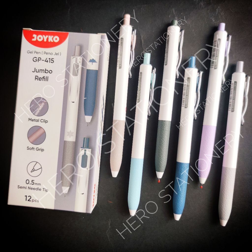

Pen gel retractable soft grip metal clip joyko 0.7 mm GP-415 . 12 unit