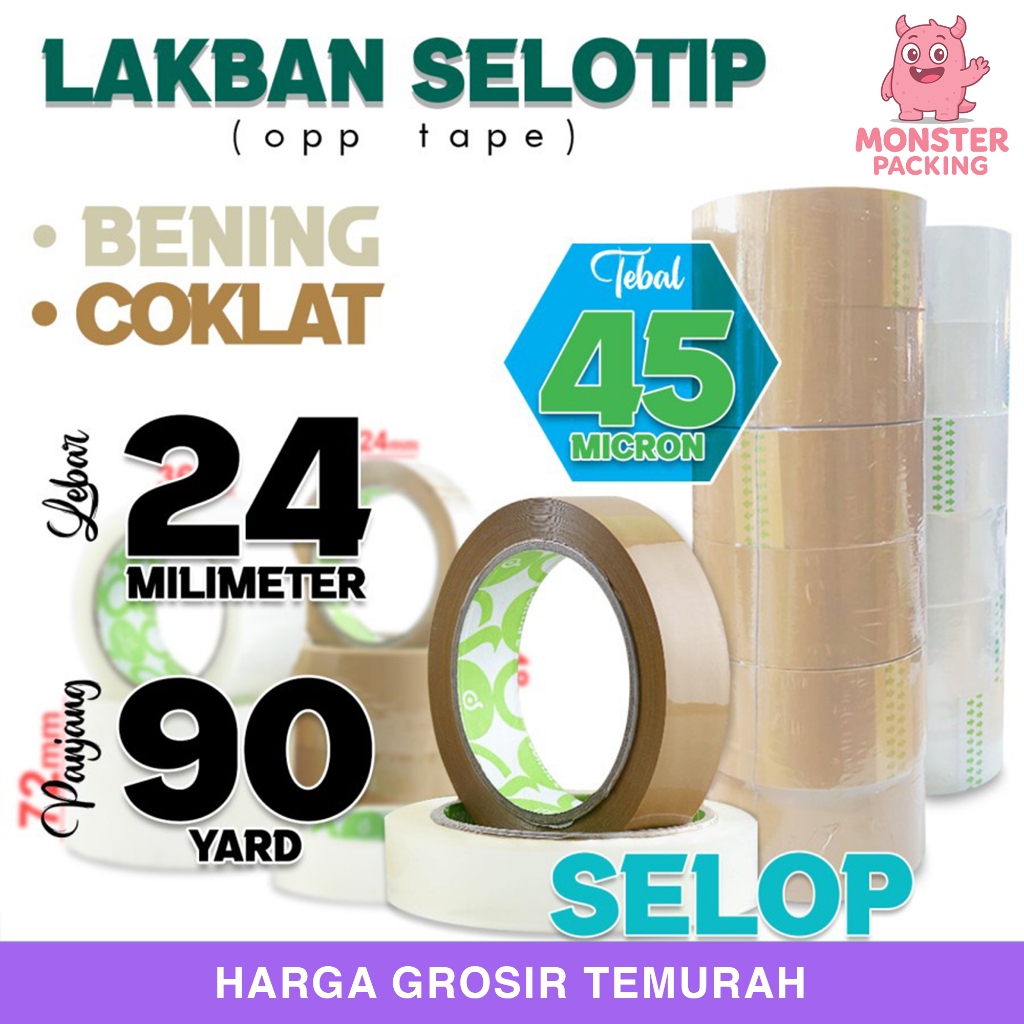 

Lakban isolasi Solatip 24mm x 90yard OPP Tape Cortape Plakban / SELOP