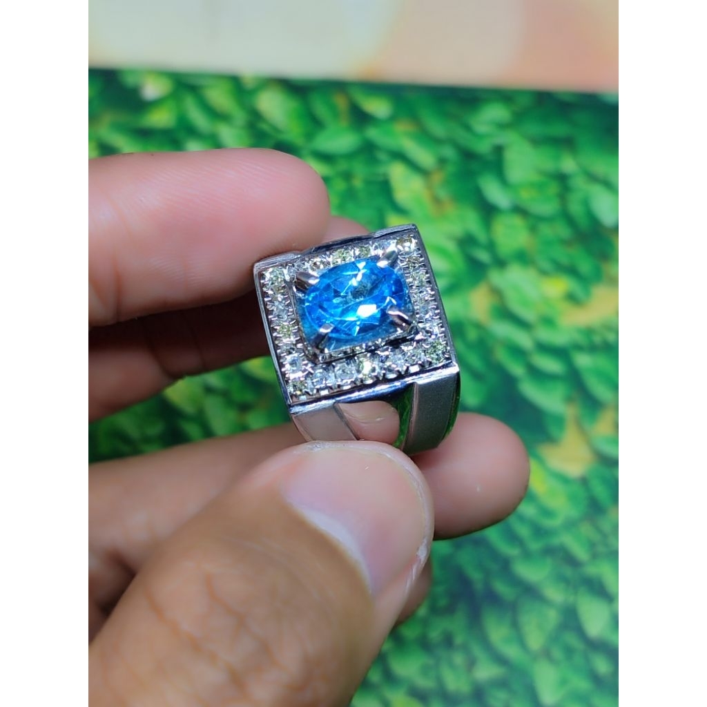 Berlian Blue topaz perak memo lab