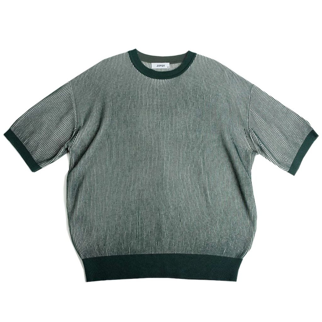 JIPSY Shirt Korean Capri Oversized Lidi Hijau Tua Green Oneck Kaos Pendek Knitwear Sweater Sweatshir