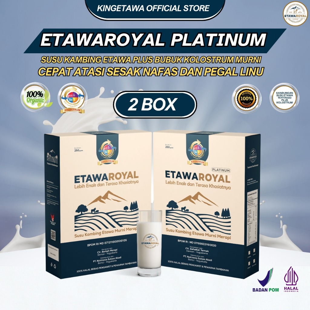 

[Etawaroyal] - Perubahan merk Etawaplus Platinum Asli Susu Kambing Etawa Rasa Cokelat Untuk Kesehatan Paru - Paru, Ashma, Sesak Nafas, Nyeri Sendi 2 Box
