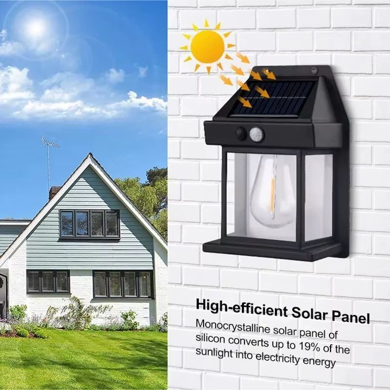 [DENGAN SENSOR GERAK] LAMPU DINDING TENAGA SURYA TAMAN OUTDOOR VINTAGE TENAGA MATAHARI SOLAR CELL PA