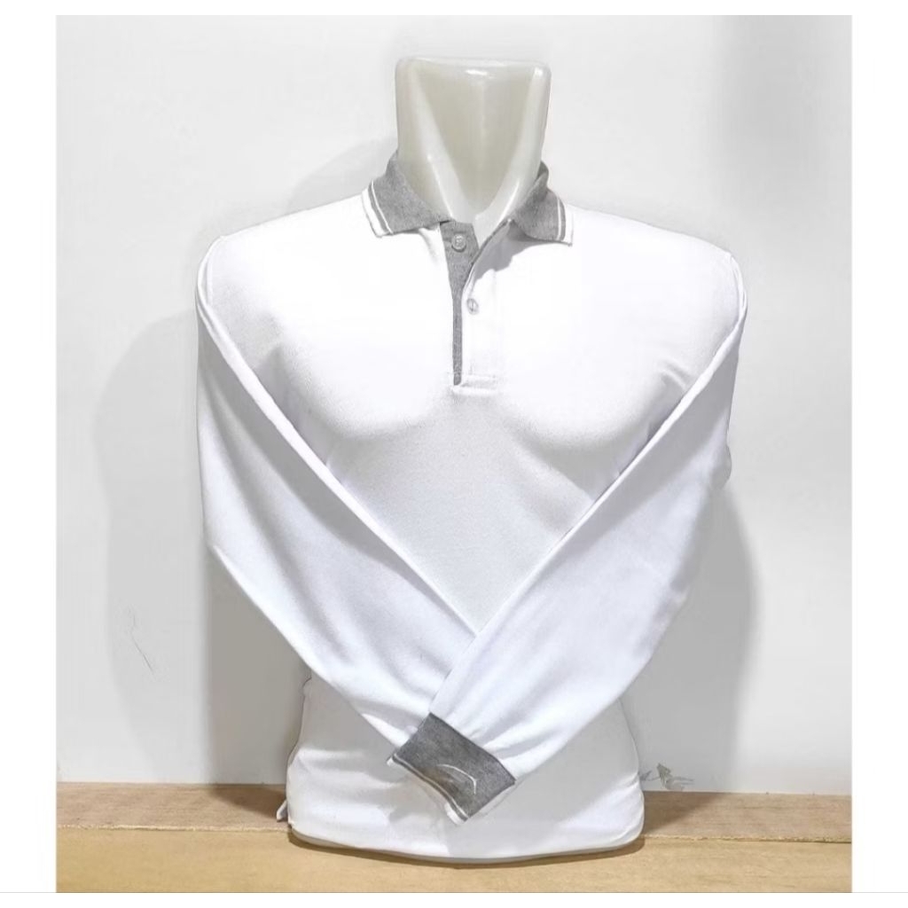 Baju Olahraga Lengan Panjang Putih Merah Pria Wanita Kaos Senam Seragam Sekolah Atasan Training