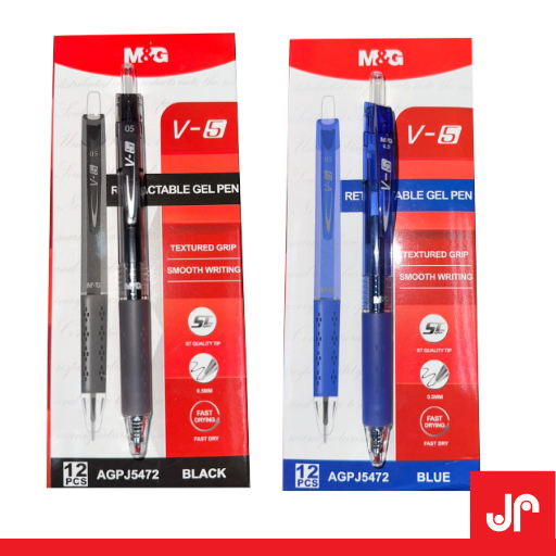 

M&G GEL PEN V-5 RETRACTABLE / PULPEN GEL M&G 1 PAK WARNA MERAH BIRU HITAM / PULPEN M&G HARGA 1PAK