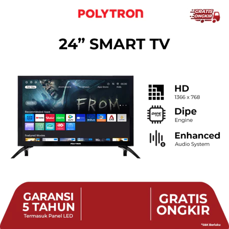 [INSTANT KURIR] POLYTRON 24 inch Smart TV Digital LED TV | 24CV1869 | Smart TV | Digital TV | Garans