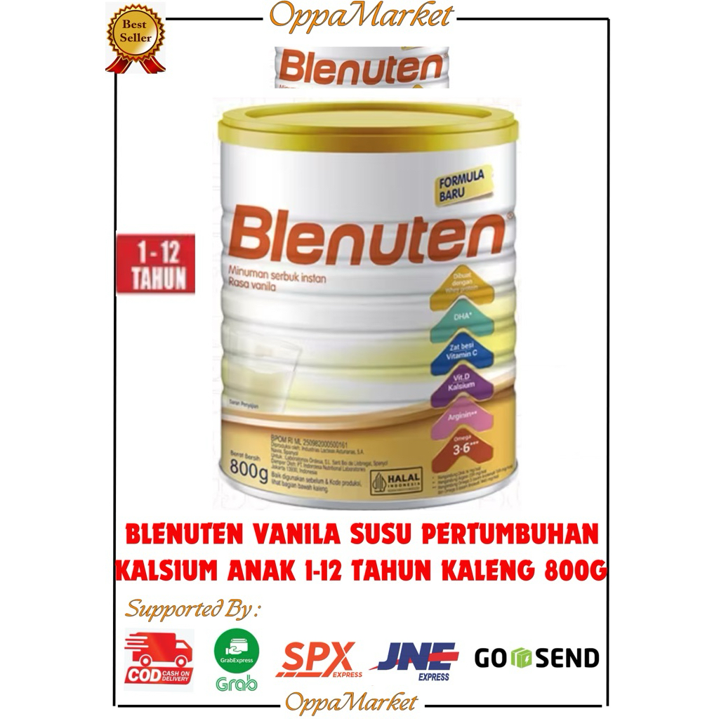 

BLENUTEN Susu Kalsium Pertumbuhan Anak 1-12 Tahun Rasa Vanila 800G