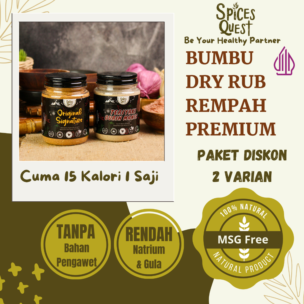 

Spices Quest Dry Rub Sehat Paket ISI 2 | Bumbu Marinasi Diet Tanpa MSG Rendah Kalori Garam Himalaya