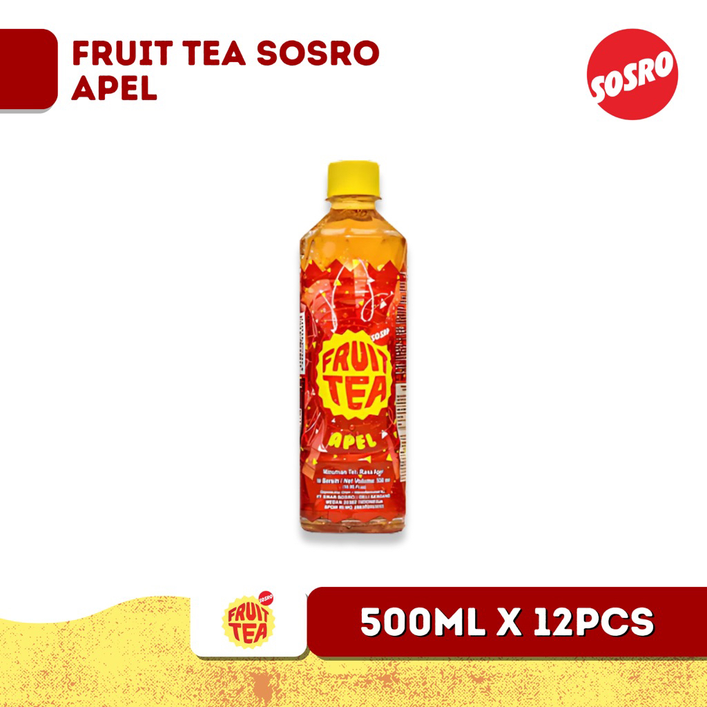 

Fruit tea botol pet rasa apel 500ml isi 12pcs & 24pcs