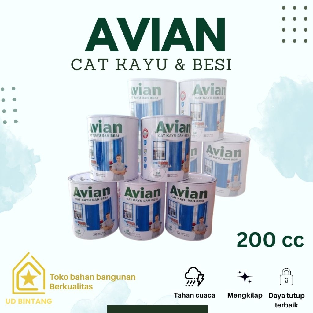Cat Kayu dan Besi AVIAN 200 CC Mengkilap dan Cepat Kering