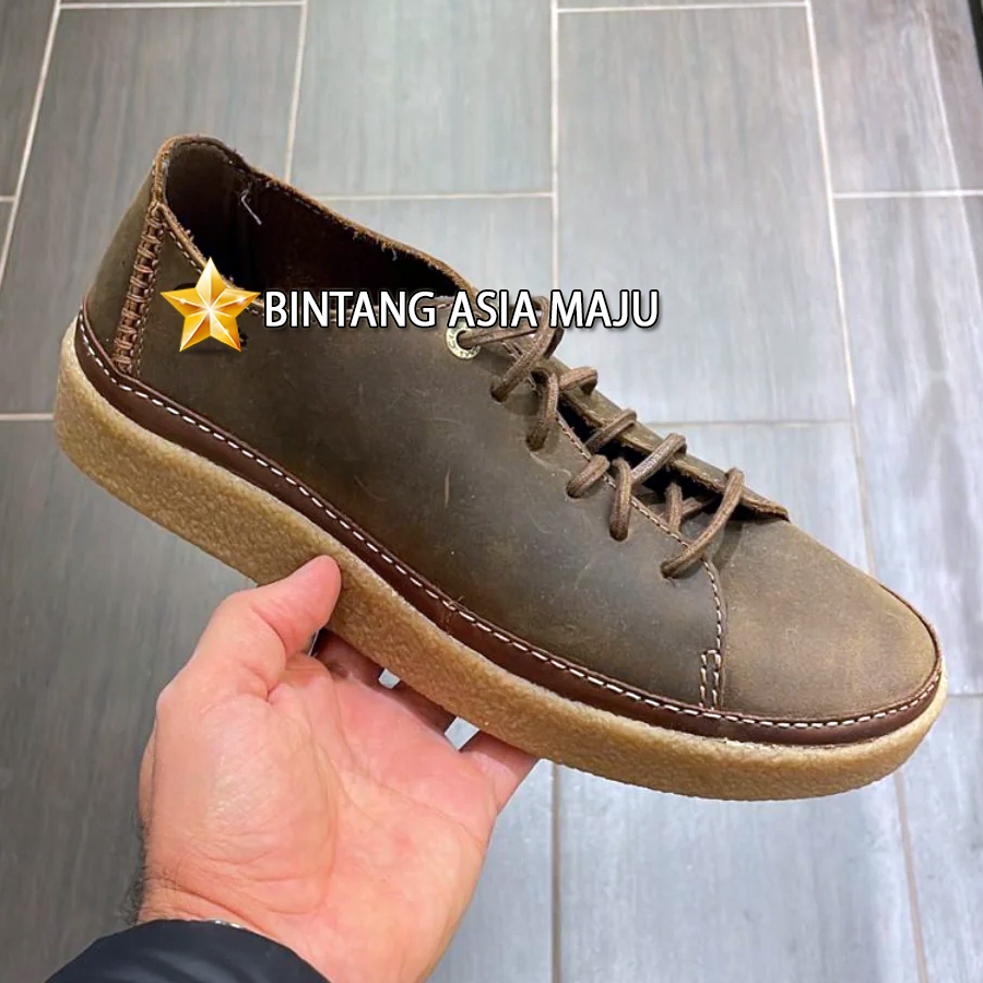 SEPATU SNEAKER KULIT CLARKS PRIA ORIGINAL COKLAT BROWN CM02