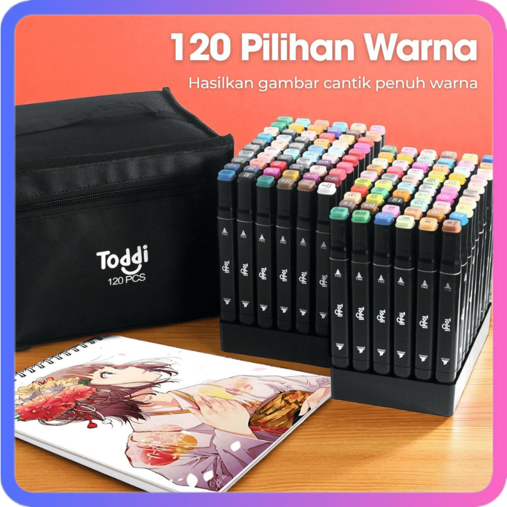 

Toddi Spidol Spidol Marker Spidol Sketsa Spidol Umum 120 Warna Brush Pen Alcohol Markers